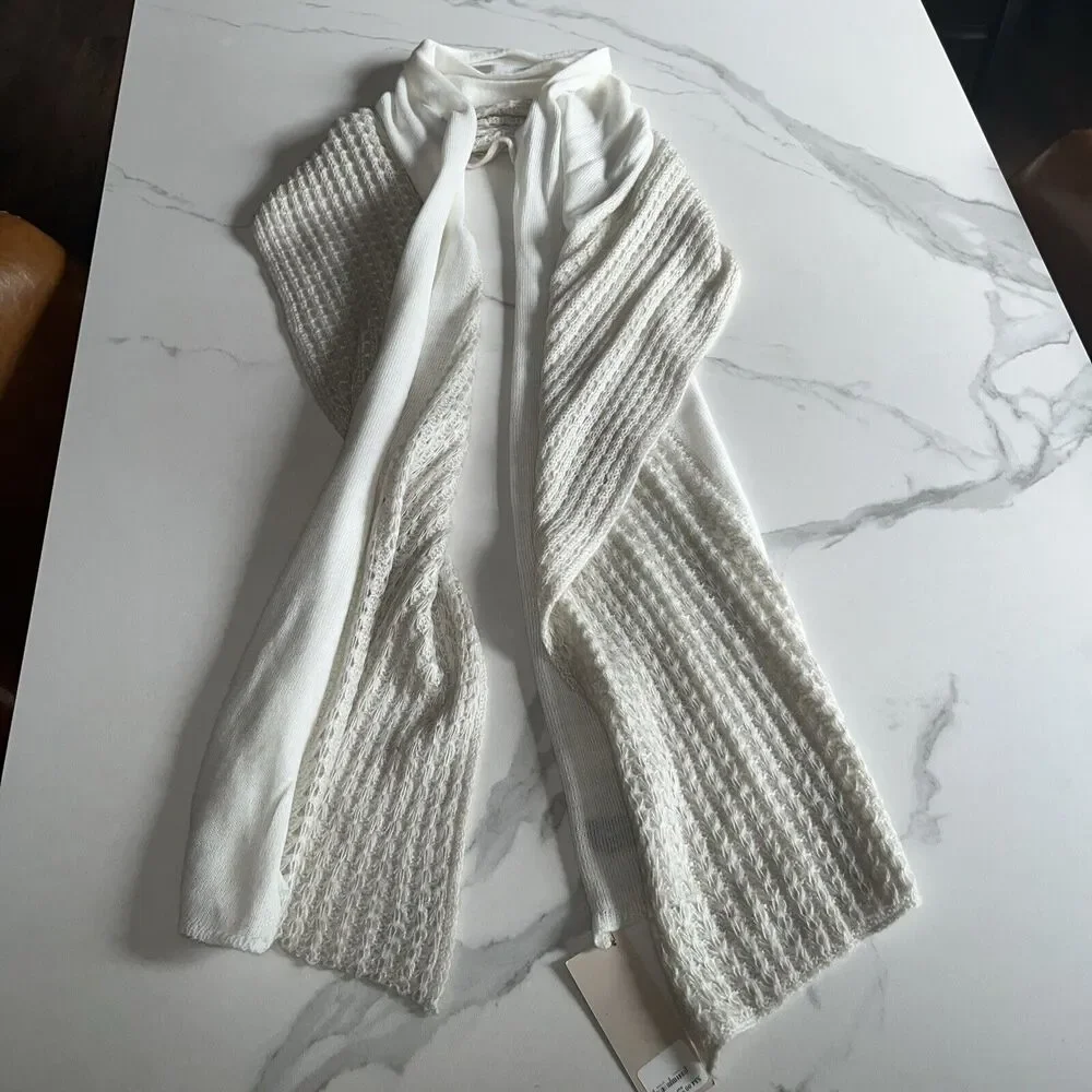 Women's Ivory Cream Back Country Soft Crochet Knit Boho Scarf Winter Sundry NWT